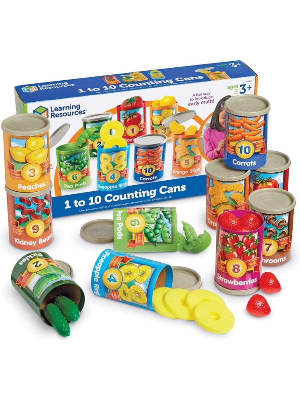 Counting Cans Set - 65 Pieces for Toddlers, Preschool Activities, Supermarket